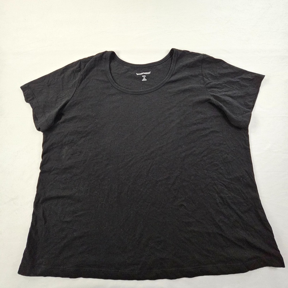 Woman Within Black Short Sleeve Cotton T-Shirt Women's 2X
